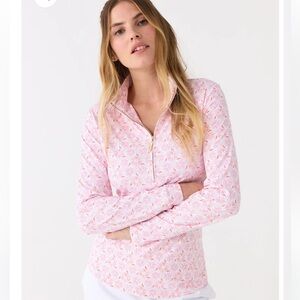 Cabana Life - Palm Beach 1/4 Zip Sport Top coral & pink